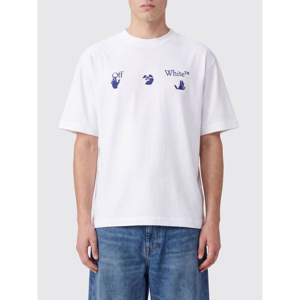 Off-White Men Off-White Cotton T-Shirt With Graphic Print And Rear Arrow Logo